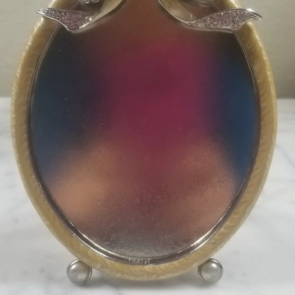 RARE JAY STRONGWATER PAVE SCROLL CRYSTAL VICTORIAN BOW RIBBON ENAMEL OVAL FRAME